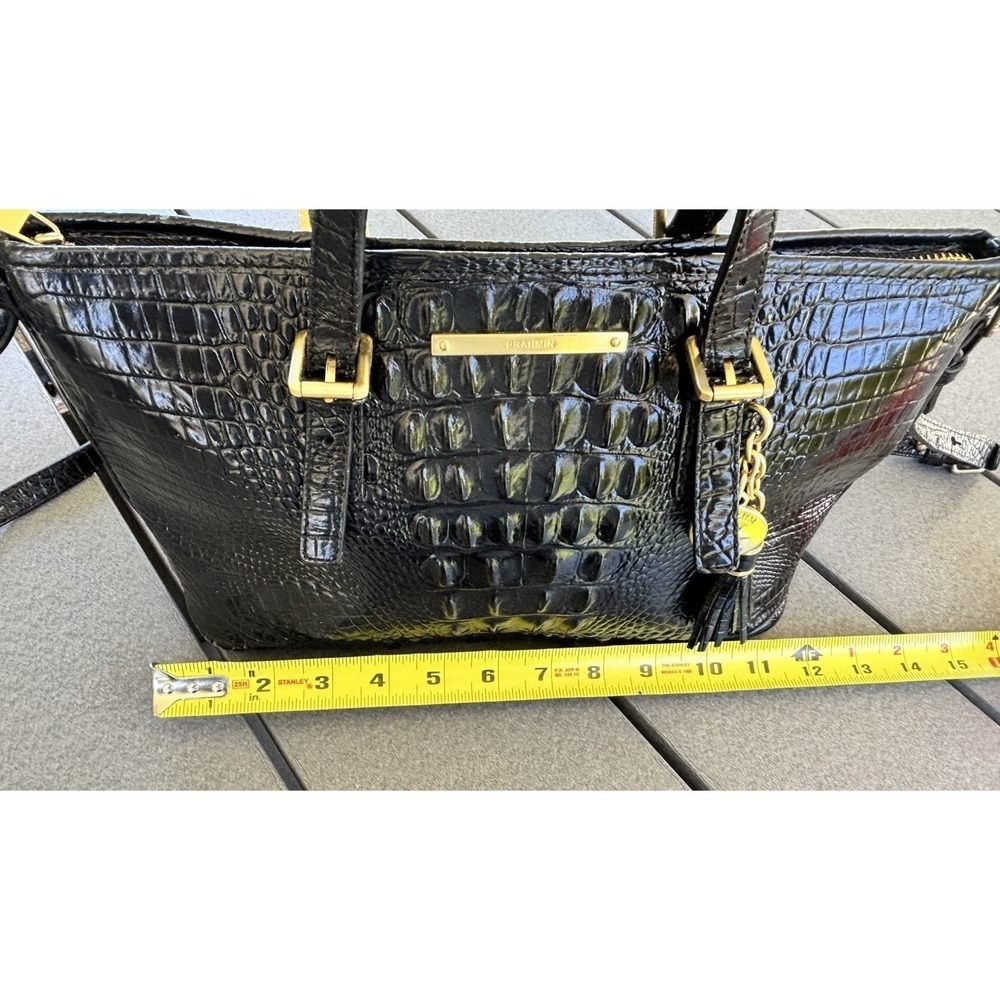 BRAHMIN MINI ASHER Satchel In Black Melbourne Genuine Leather shoulder bag tote - Picture 10 of 12